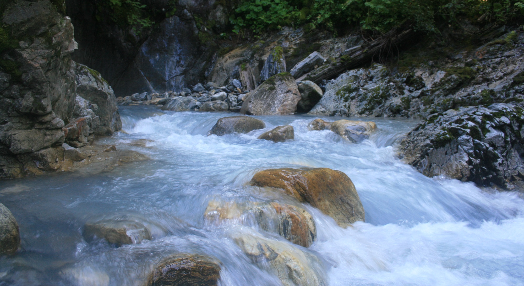 Rivière de montagne courant entre les rochers