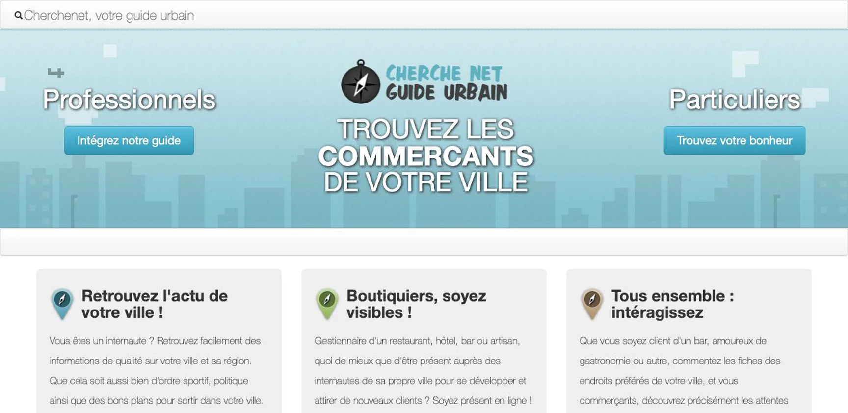 Capture d’écran réelle du site Cherchenet.com