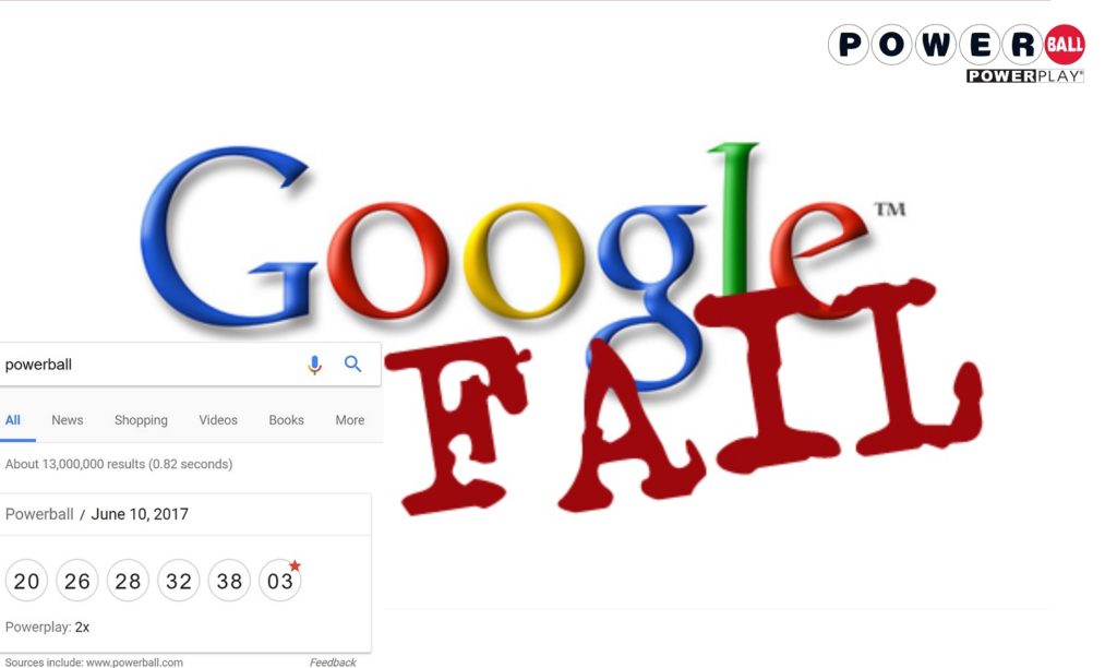 Google Fail : Featured Snippet Powerball