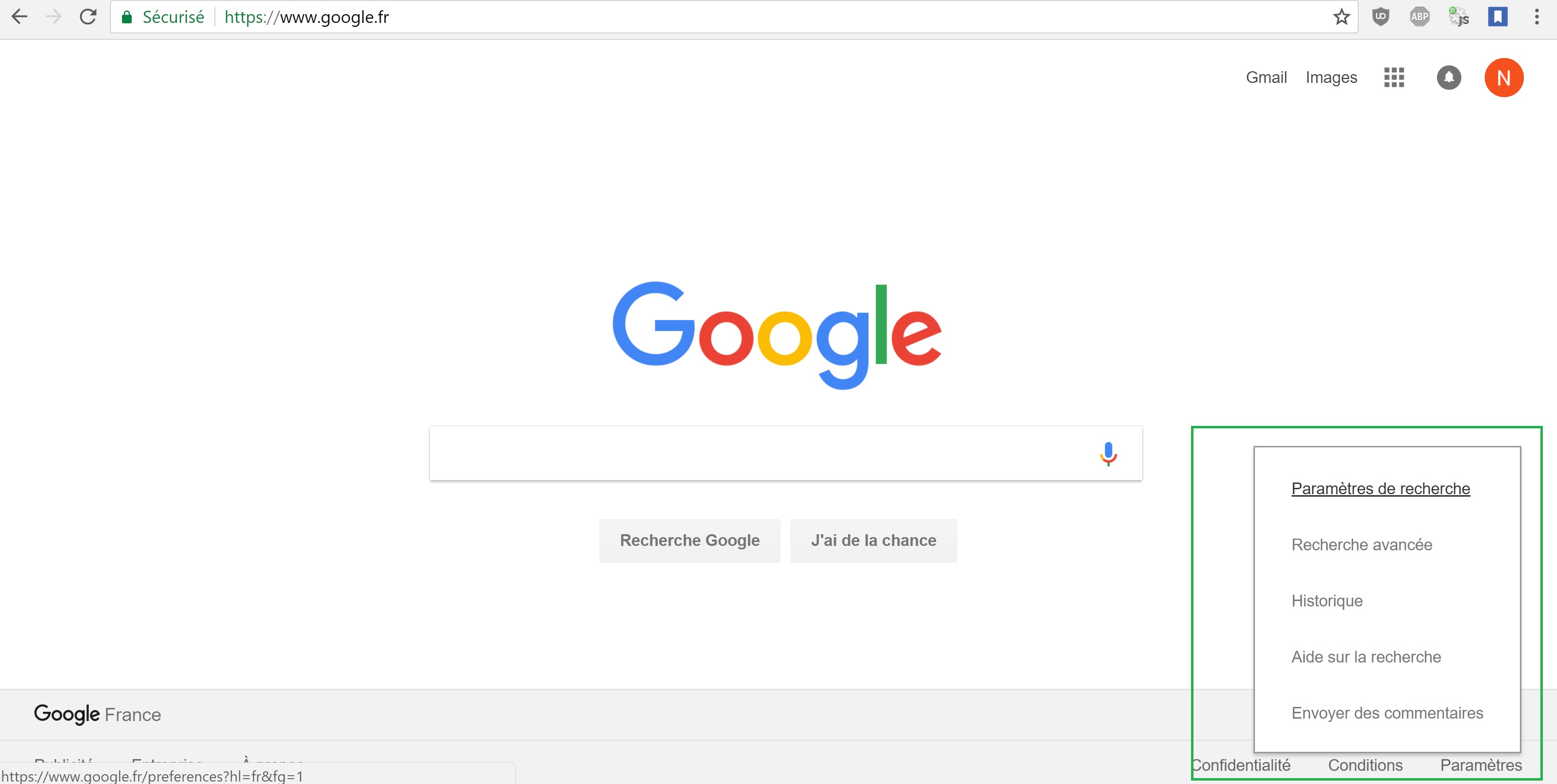 Changer de langue sur Google.fr