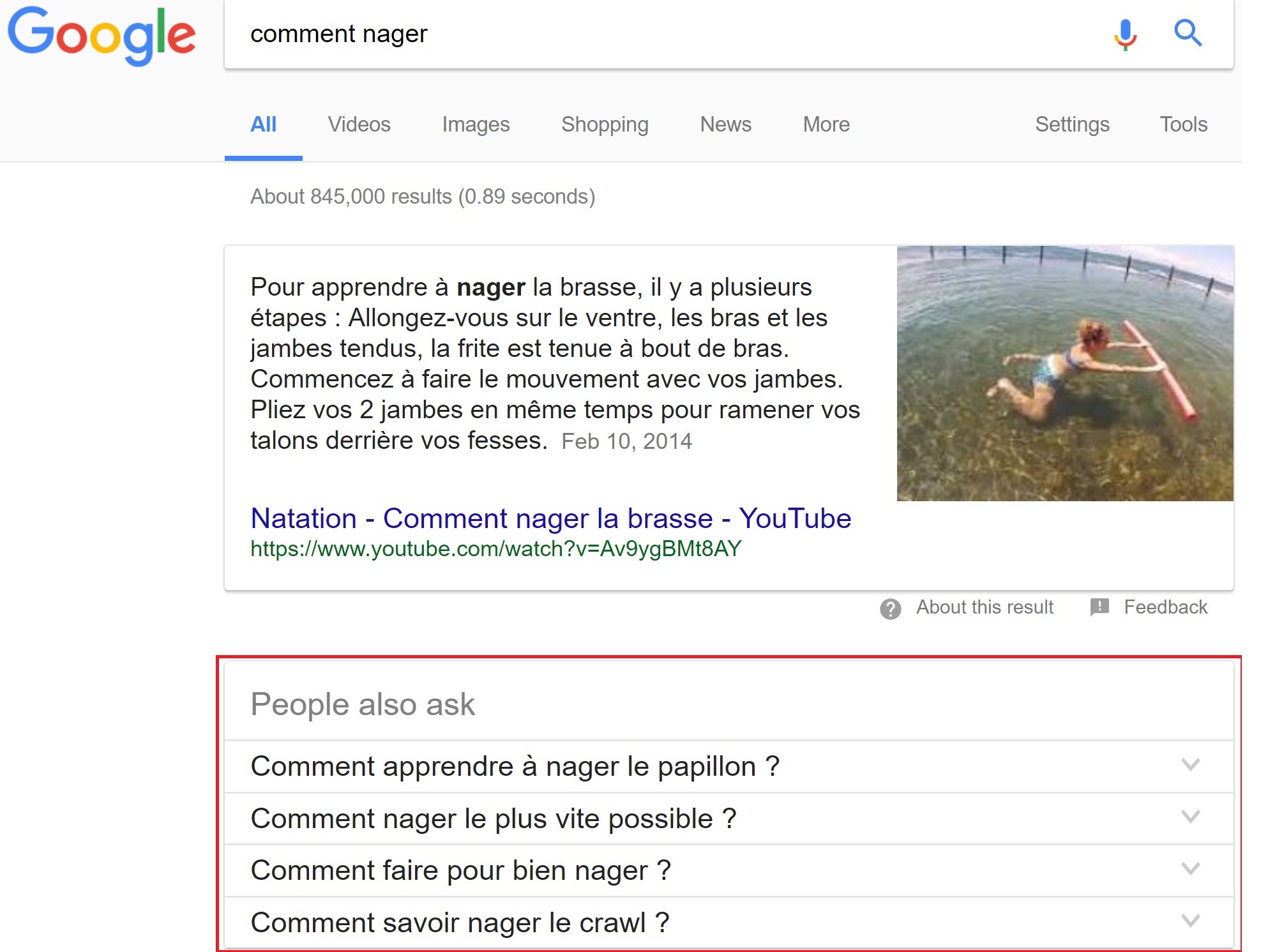 People Also Ak : comment nager sur Google